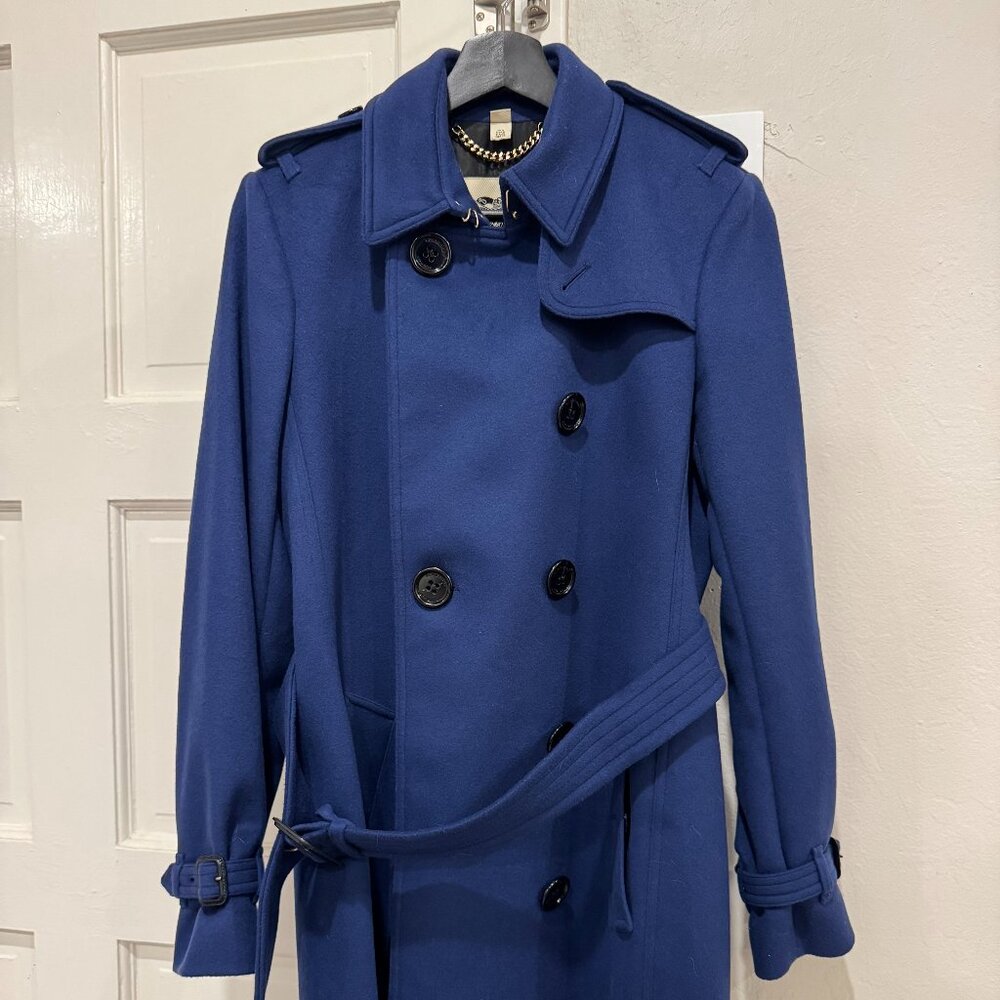 Burberry Navy Double-Breasted Button Coat – Women’s Size 6